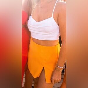 Amanda Uprichard Orange High Slit Skort- L